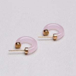 Vintage 14ct Gold Rose Quartz Hoop Earrings