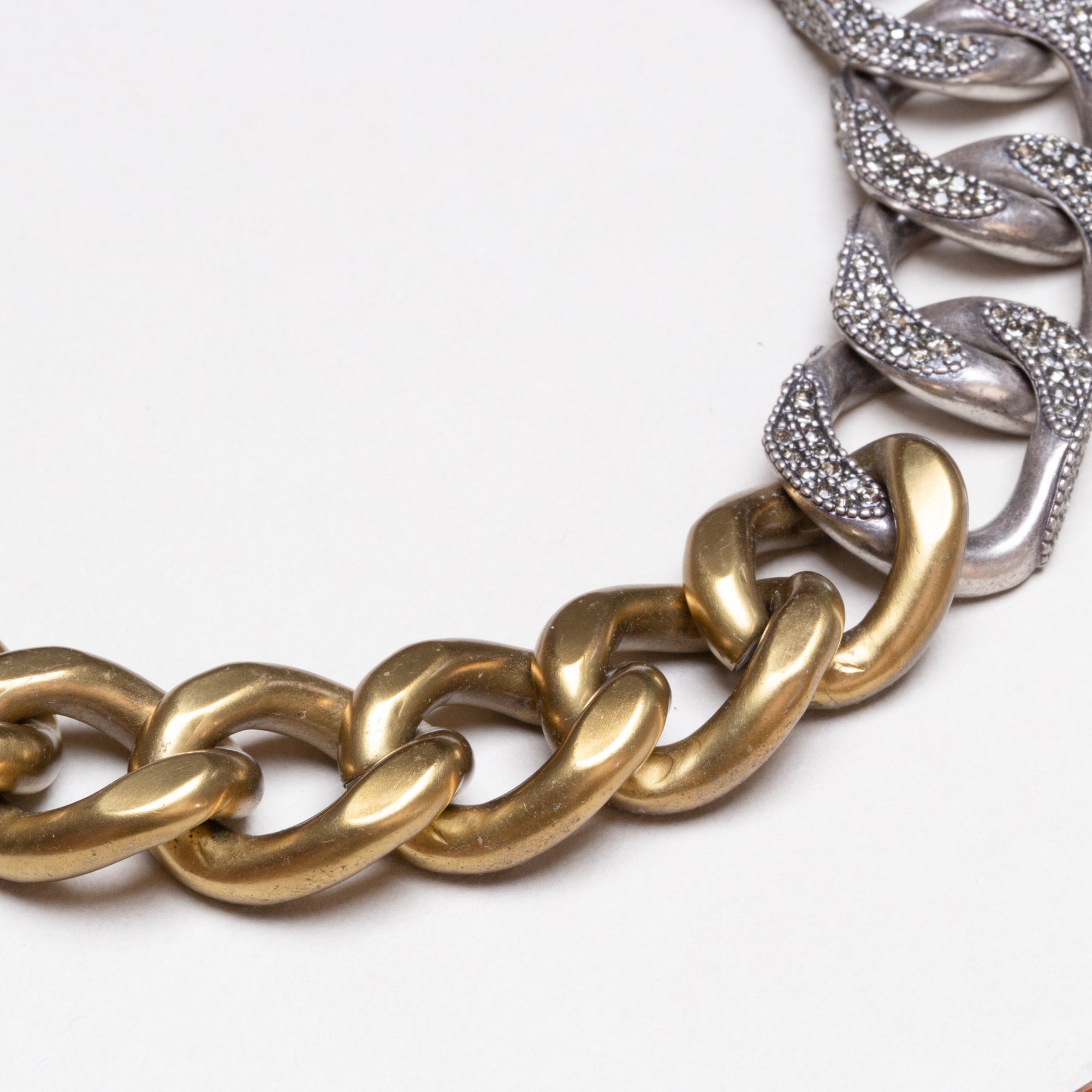 Vintage Lanvin Two-Tone Chain Necklace with Rhinestones