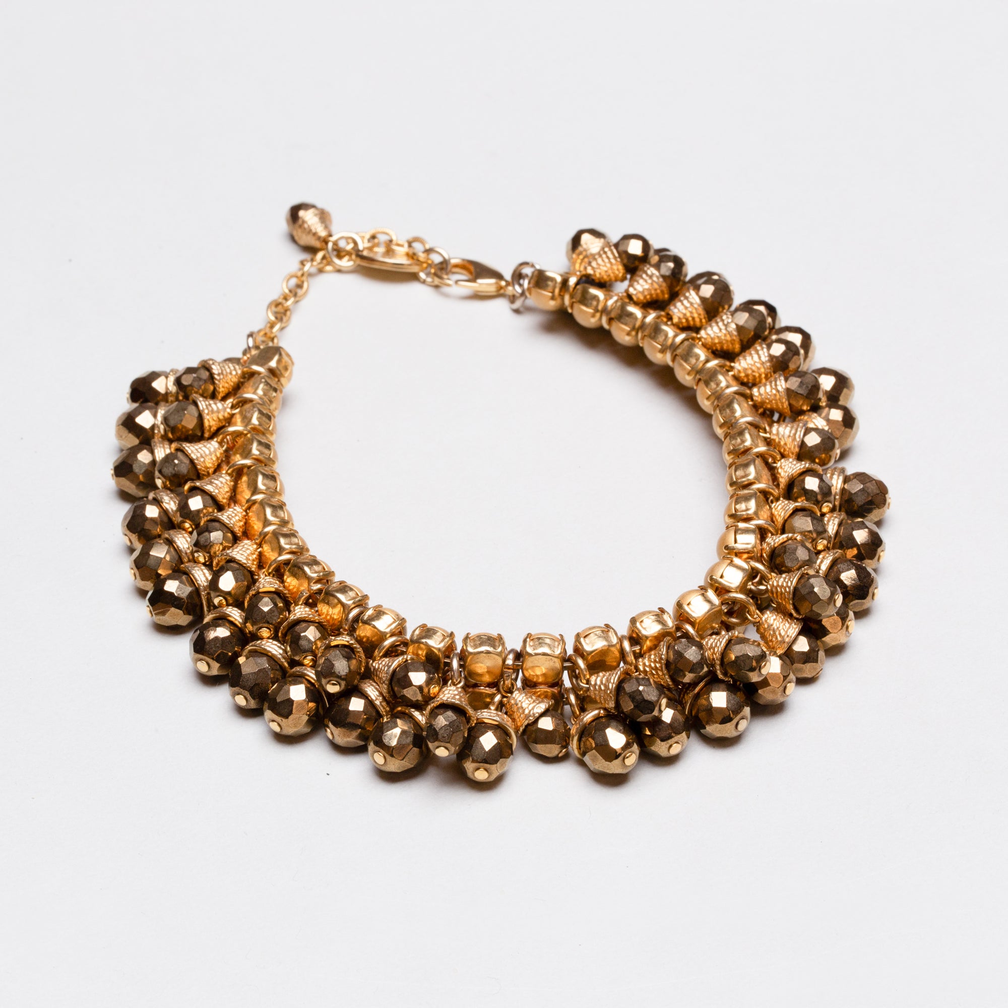 Vintage Carlo Zini Gold Metal Double Row Necklace