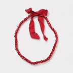 Vintage Lanvin Red Bead Ribbon Necklace and Bracelet Set