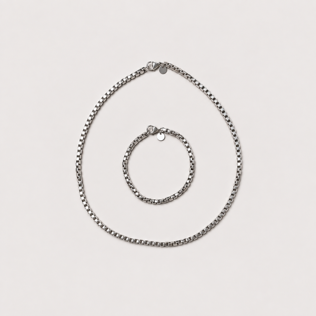 Vintage Tiffany Silver Box Chain Necklace & Bracelet
