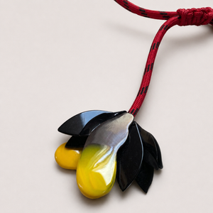 Vintage Marni Black and Yellow Floral Rope Necklace