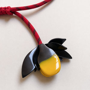 Vintage Marni Black and Yellow Floral Rope Necklace