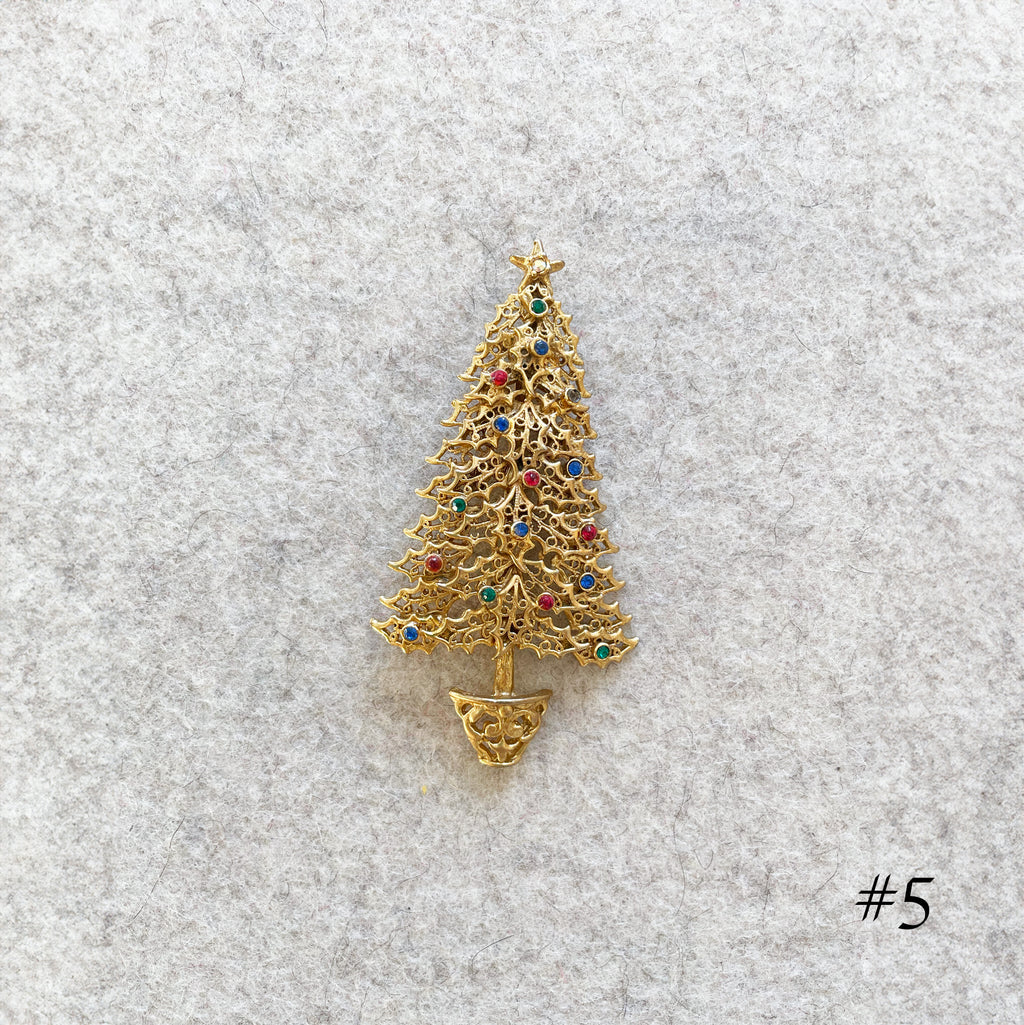 Vintage Christmas Tree Brooches