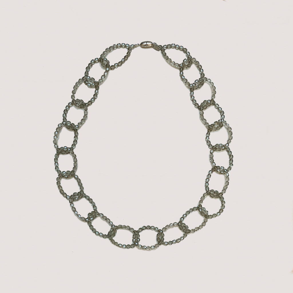Vintage Murano Glass Necklace in Grey