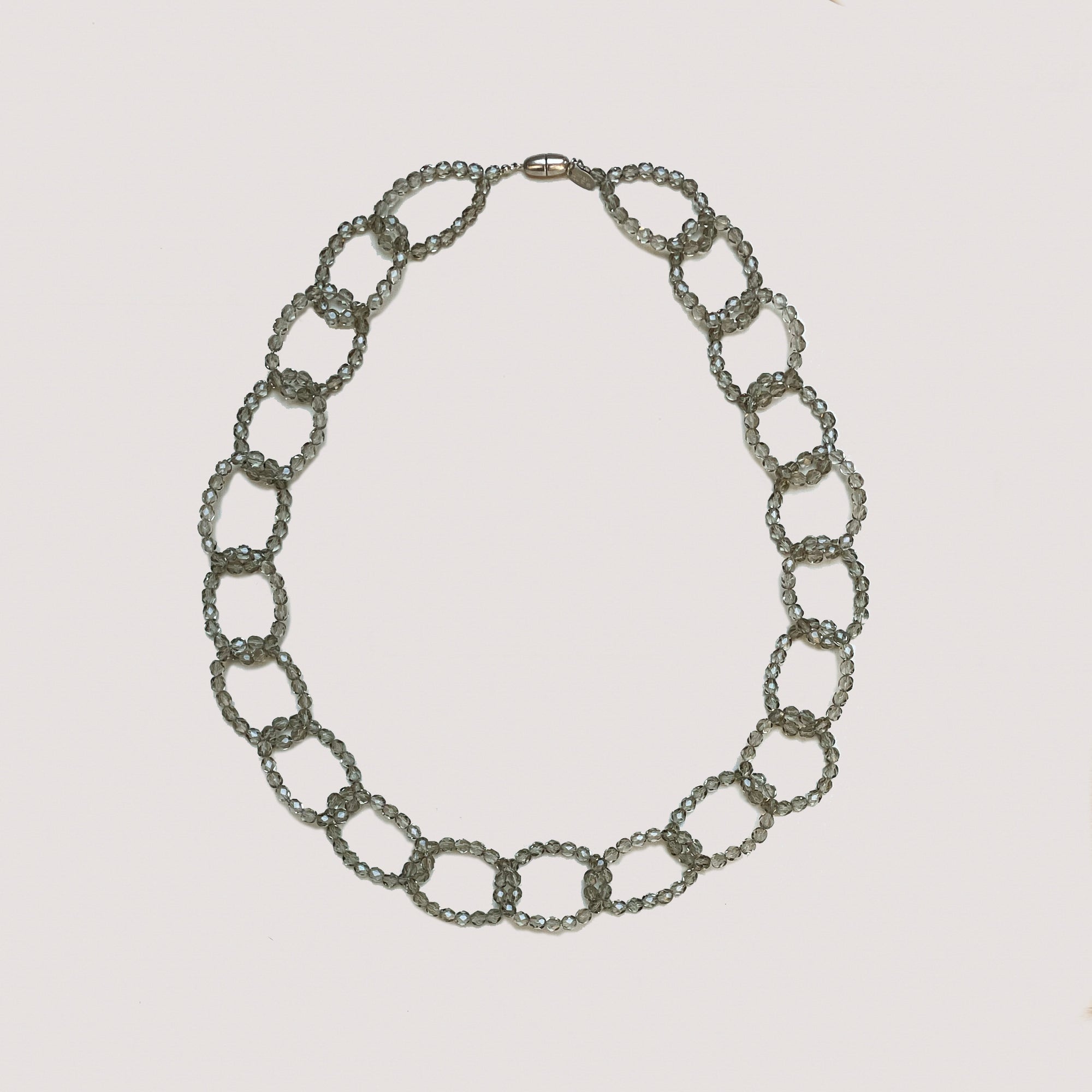 Vintage Murano Glass Necklace in Grey