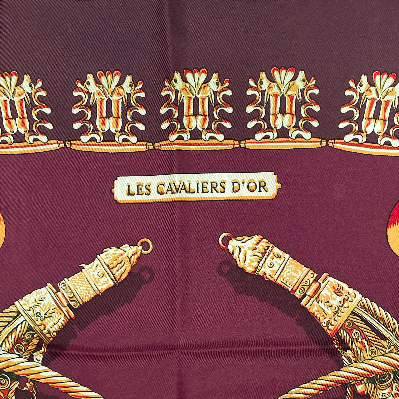 Vintage Hermes Silk Scarf "Les Cavaliers D'Or"