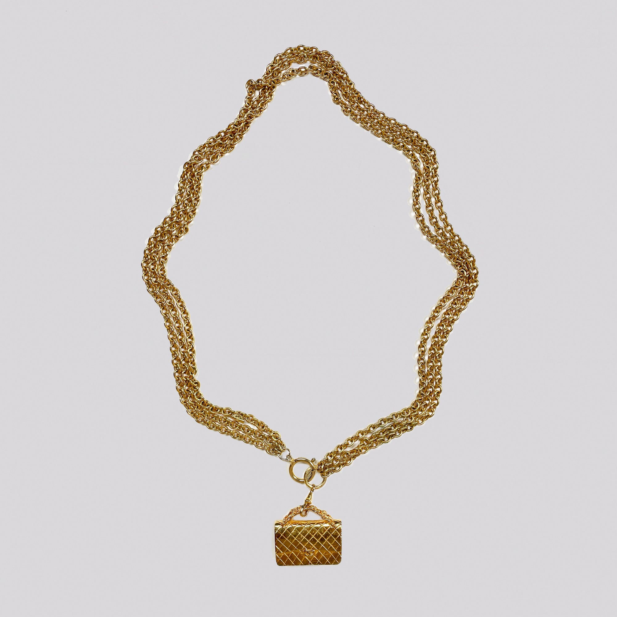 Vintage Chanel Gold Classic Flap Pendant Chain Necklace / Belt