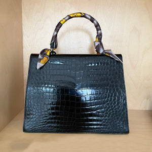 Vintage Morabito Niloticus Crocodile Kelly / Scala Bag 28cm