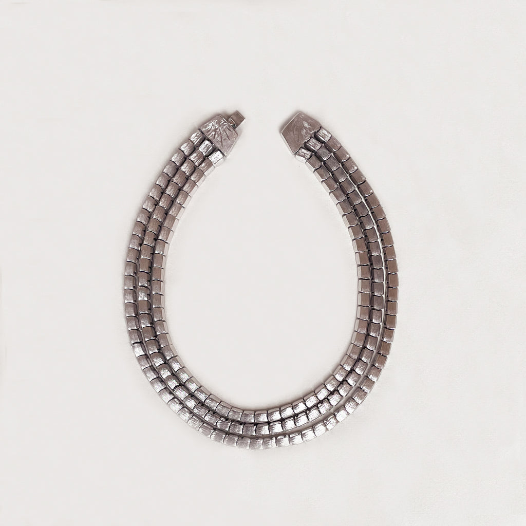 Vintage Kramer Silver-Tone Triple Strand Necklace