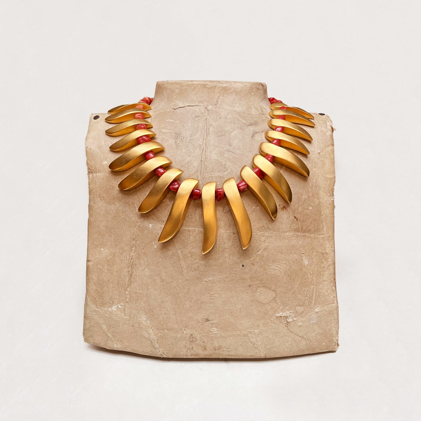 KJL Gold-Tone Spike Necklace with Red Beads