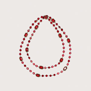 Vintage Chanel Red Gripoix Gold Plated Brass Sautoir Necklace