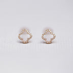 Yellow Gold Victoria Clover Stud Earrings with Diamonds