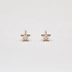 Yellow Gold Star Stud Earrings with Diamonds