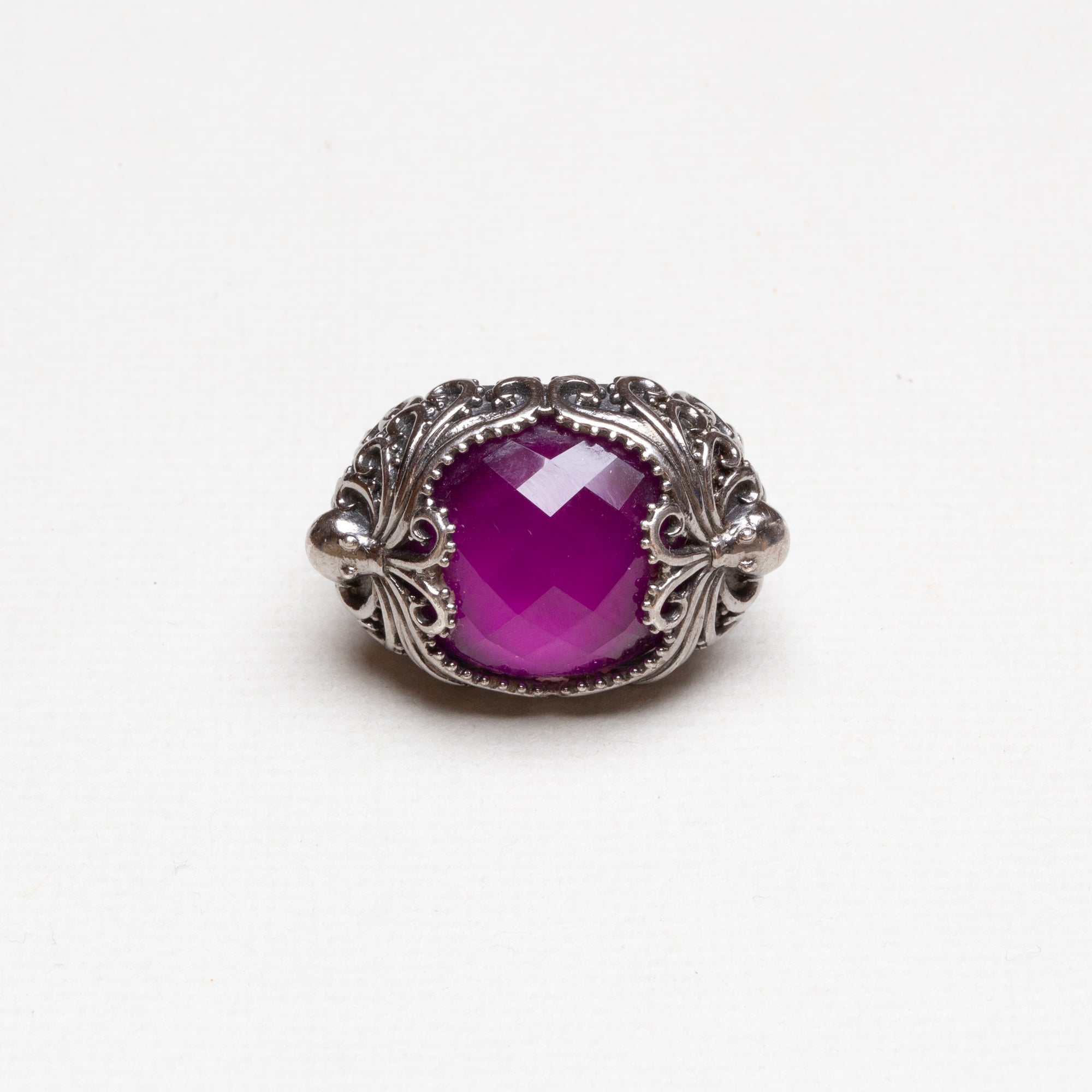 Vintage Sterling Silver Square Ring with Purple Quartz