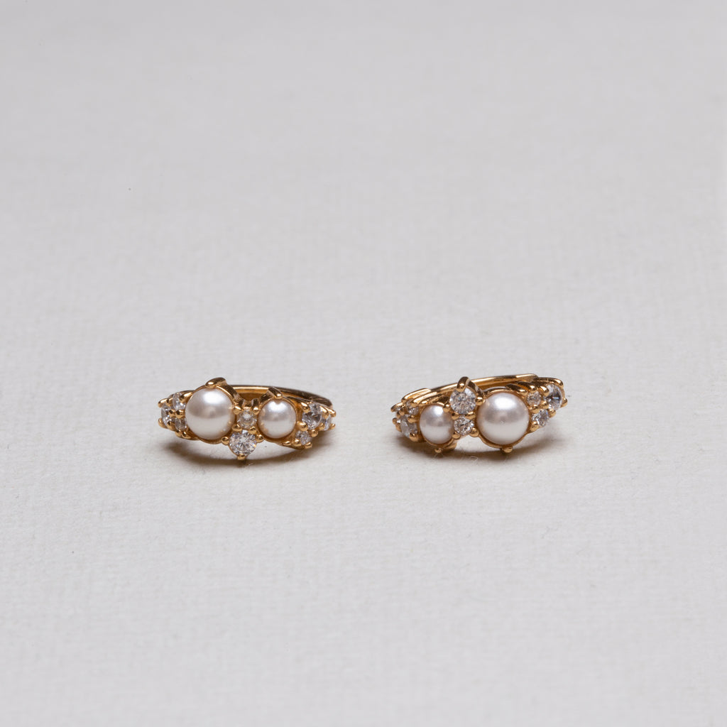 Hannah Martin Pearl Huggie Hoop Earrings