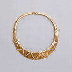 Vintage Lanvin Textured Gold Choker Necklace with Rhinestones