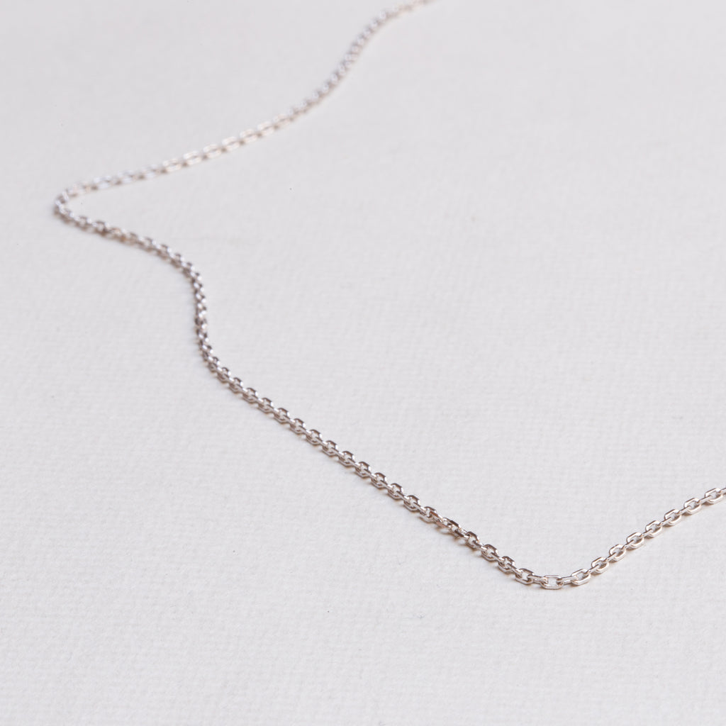 9ct White Gold Plain Chain Necklace