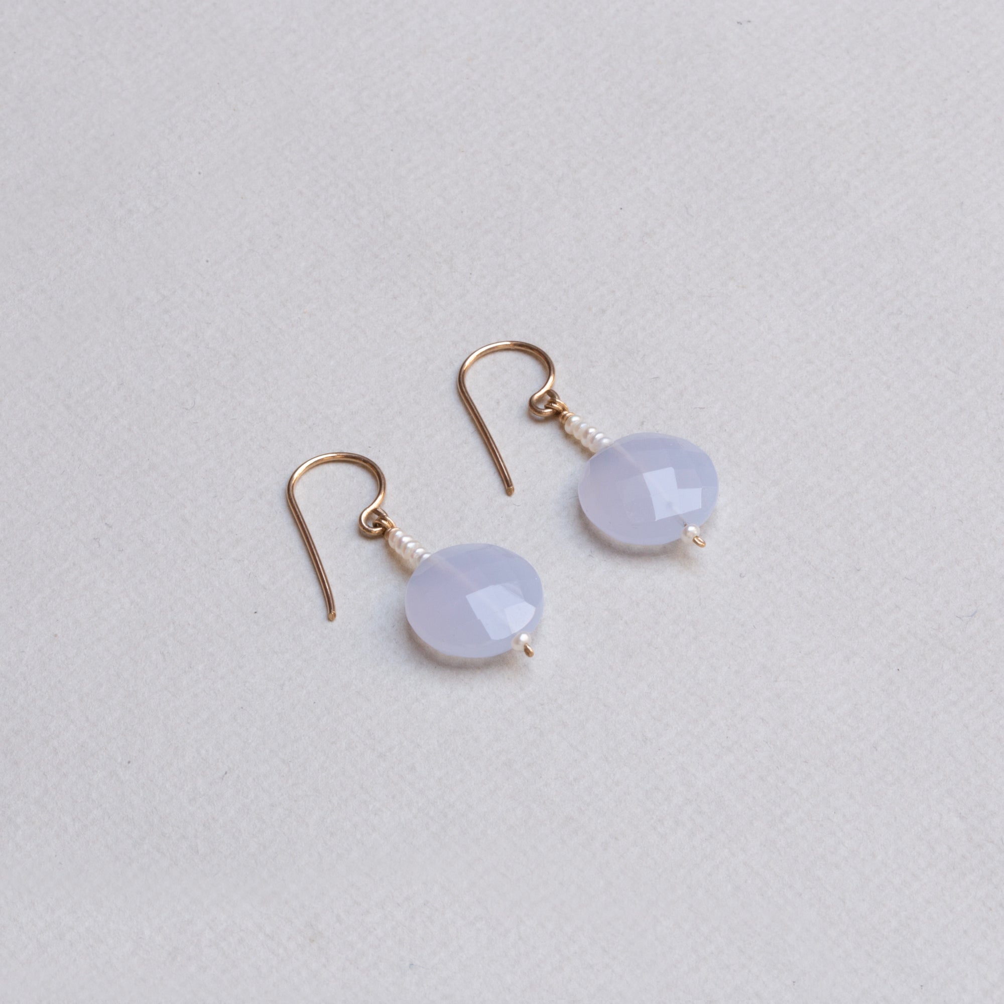 Chalcedony & Fresh Water Pearl Drop Earrings