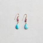 Pink Tourmaline & Turquoise Drop Earrings