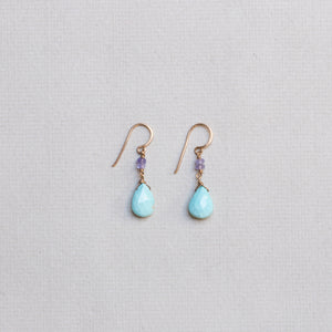 Tanzanite & Turquoise Drop Earrings