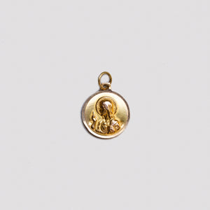 Vintage Double-sided 18ct Gold Madonna and Jesus Pendant Charm