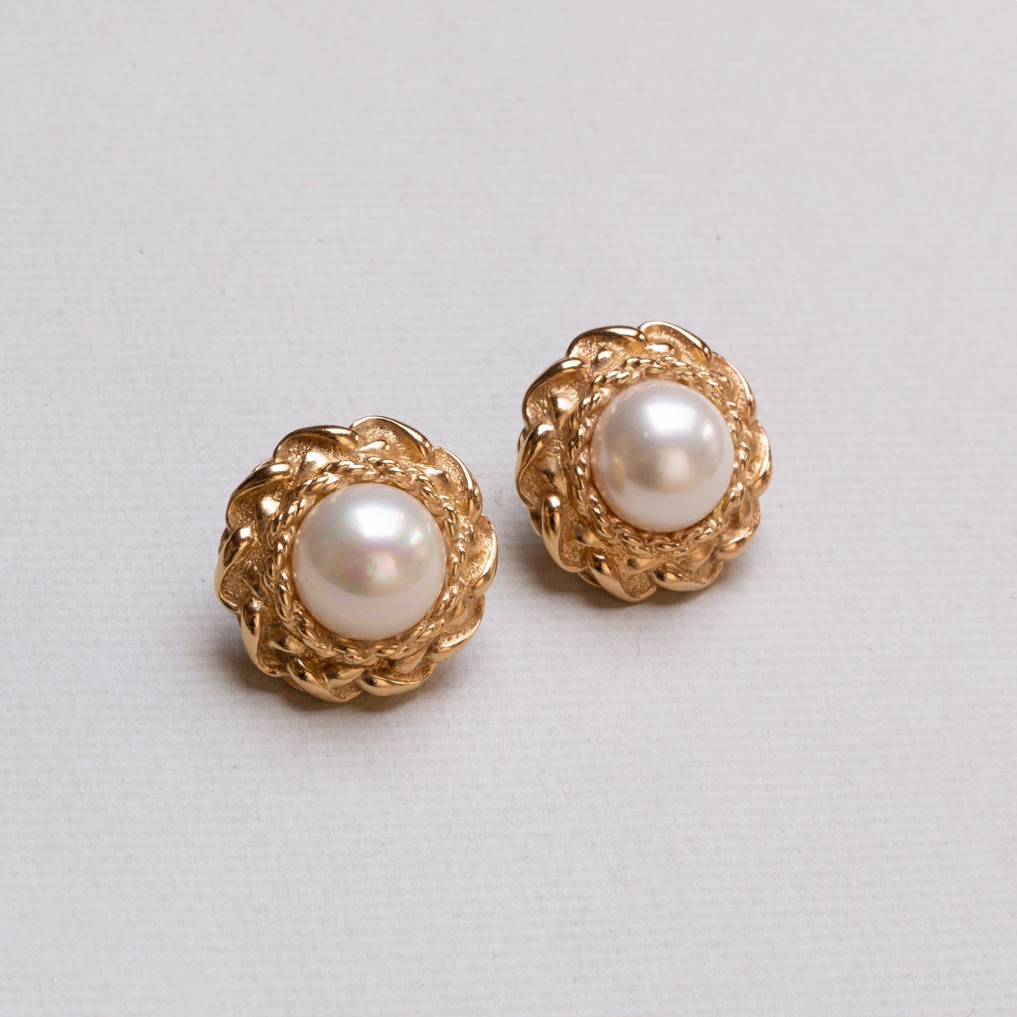 Vintage Christian Dior Stud Earrings with Pearls felt