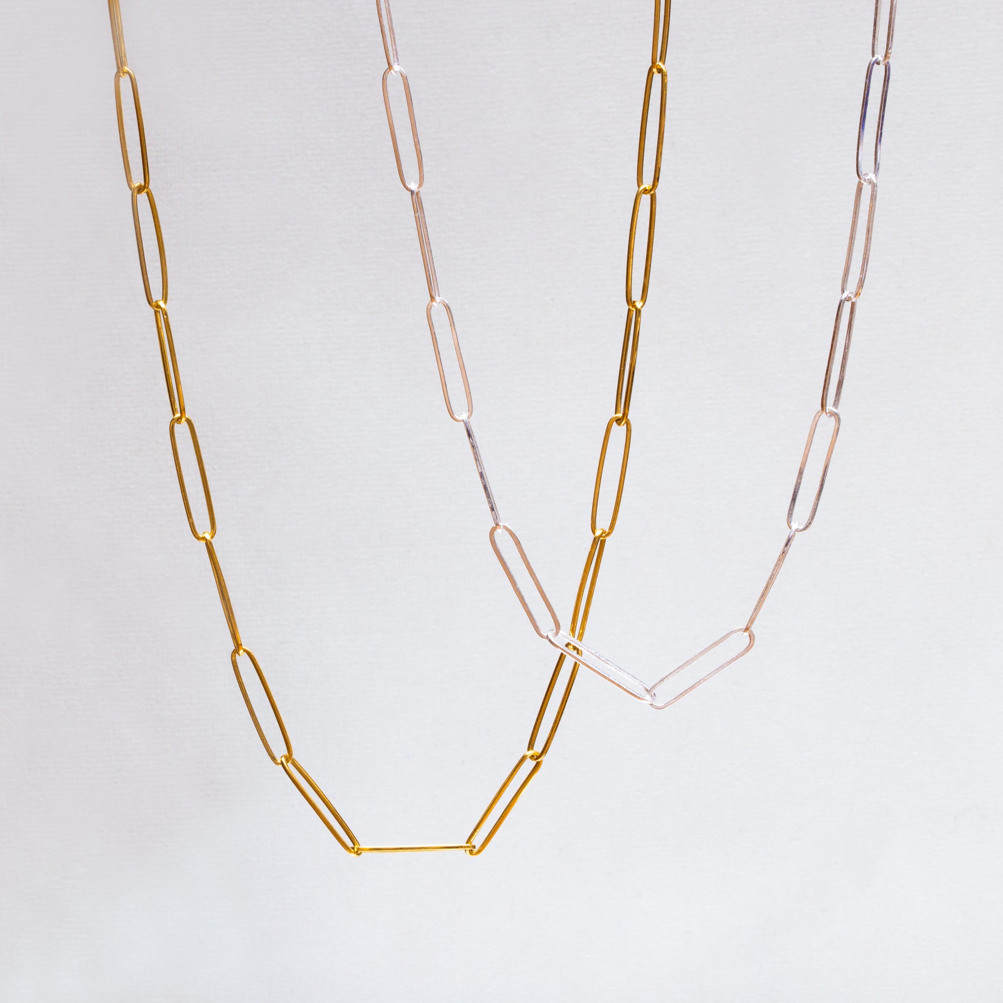 Gold and Silver Paperclip Chain Necklace #1