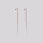 Sterling Silver Tassel Stud Earrings with Garnet