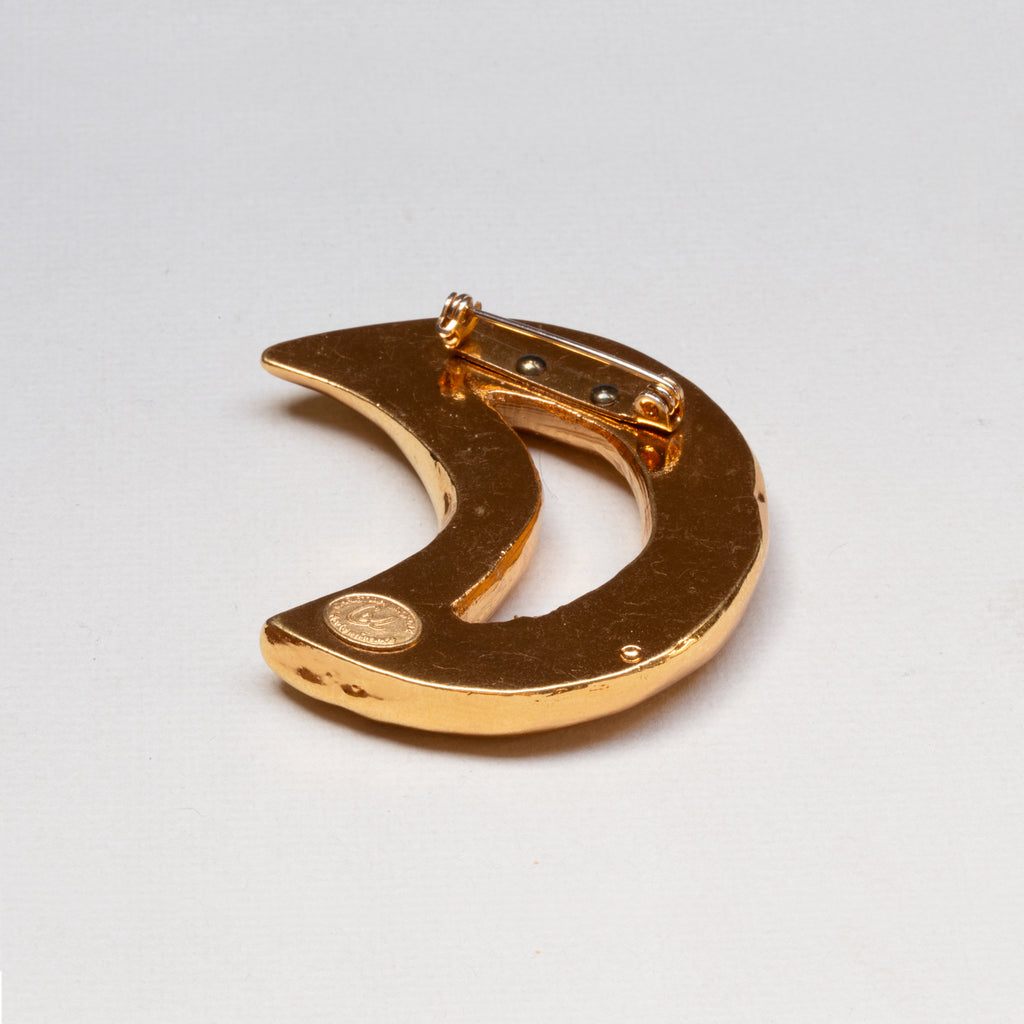 Vintage Christian Lacroix Gold Moon Brooch