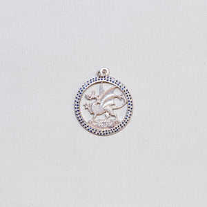 Vintage Sterling Silver Dragon Charm Pendant with Sapphires