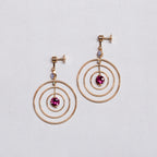18ct Gold Drop Studs with Amethyst, Tourmaline and Garnet