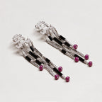 Art Deco Style Diamond, Onyx & Ruby Drop Earrings