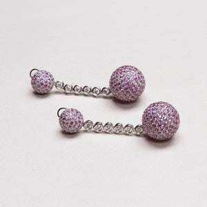 Vintage Pink Sapphire and Diamond Drop Earrings