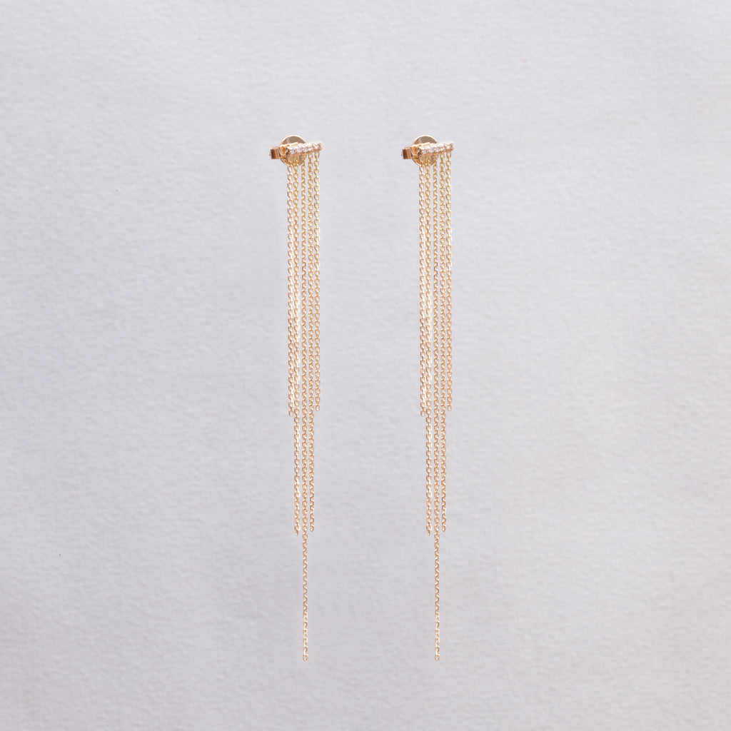 18ct Gold Tassel Stud Earrings with Diamonds