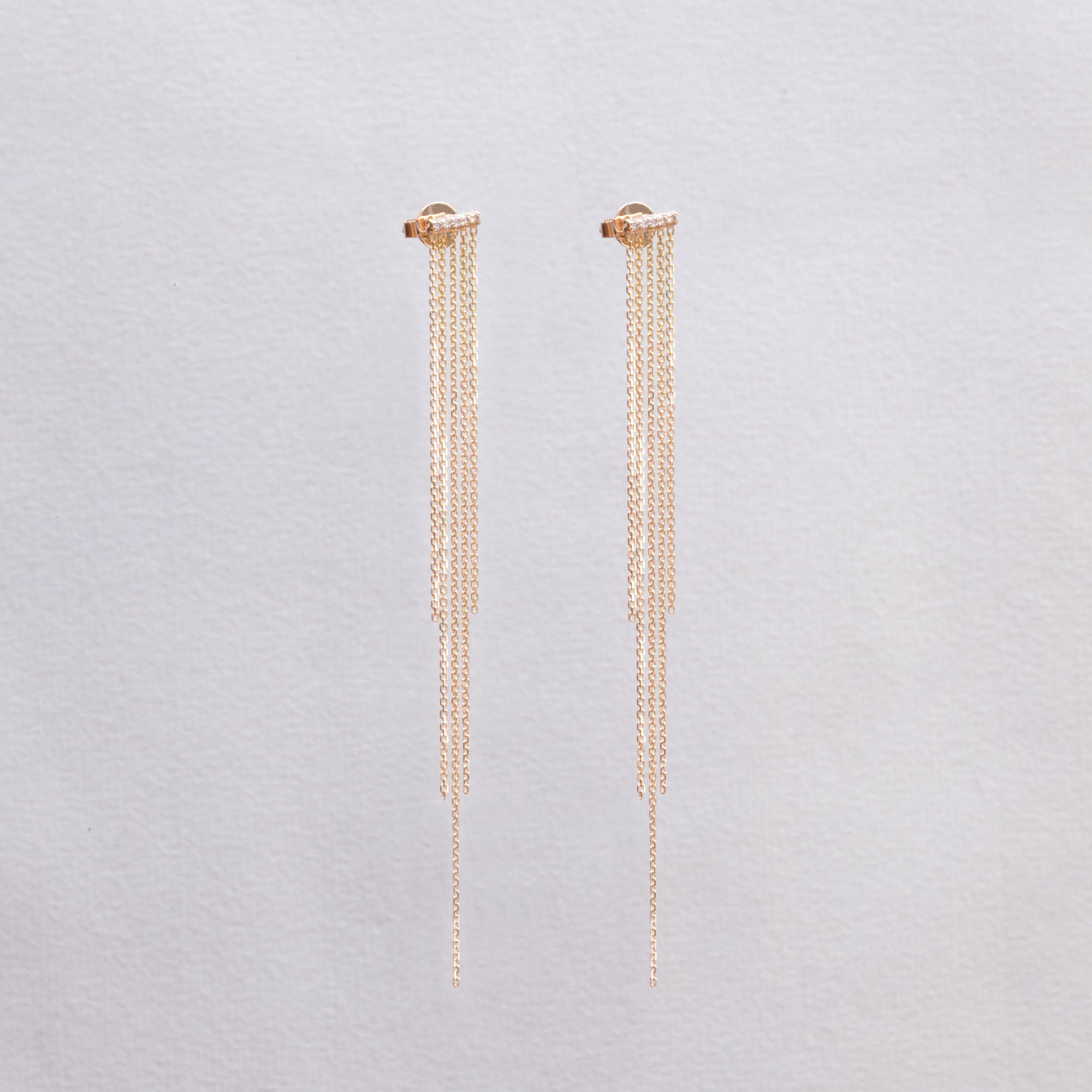 18ct Gold Tassel Stud Earrings with Diamonds