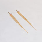 Gold-plated Silver Tassel Stud Earrings with Garnet
