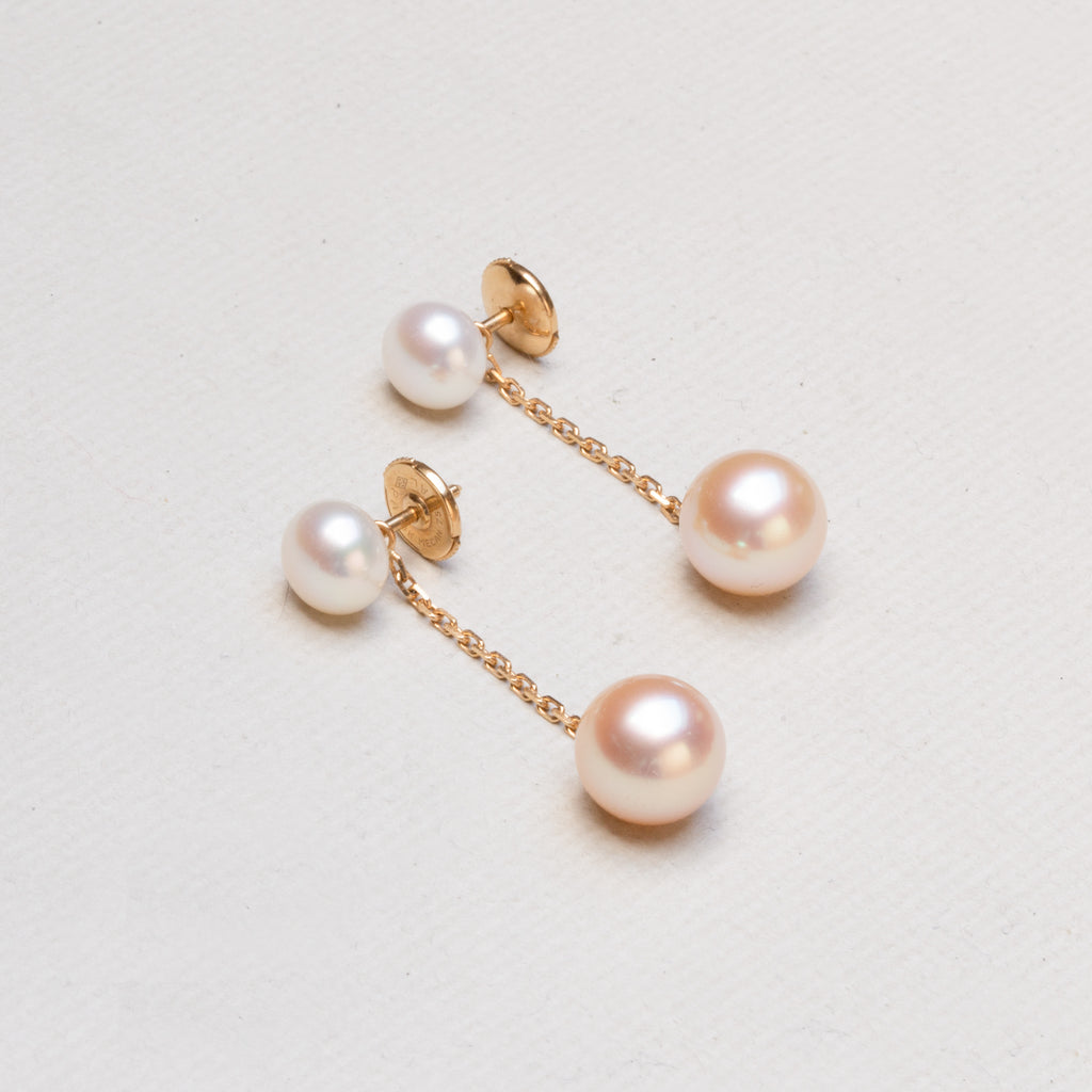 Vintage 18ct Gold Pearl Jacket Drop Earrings