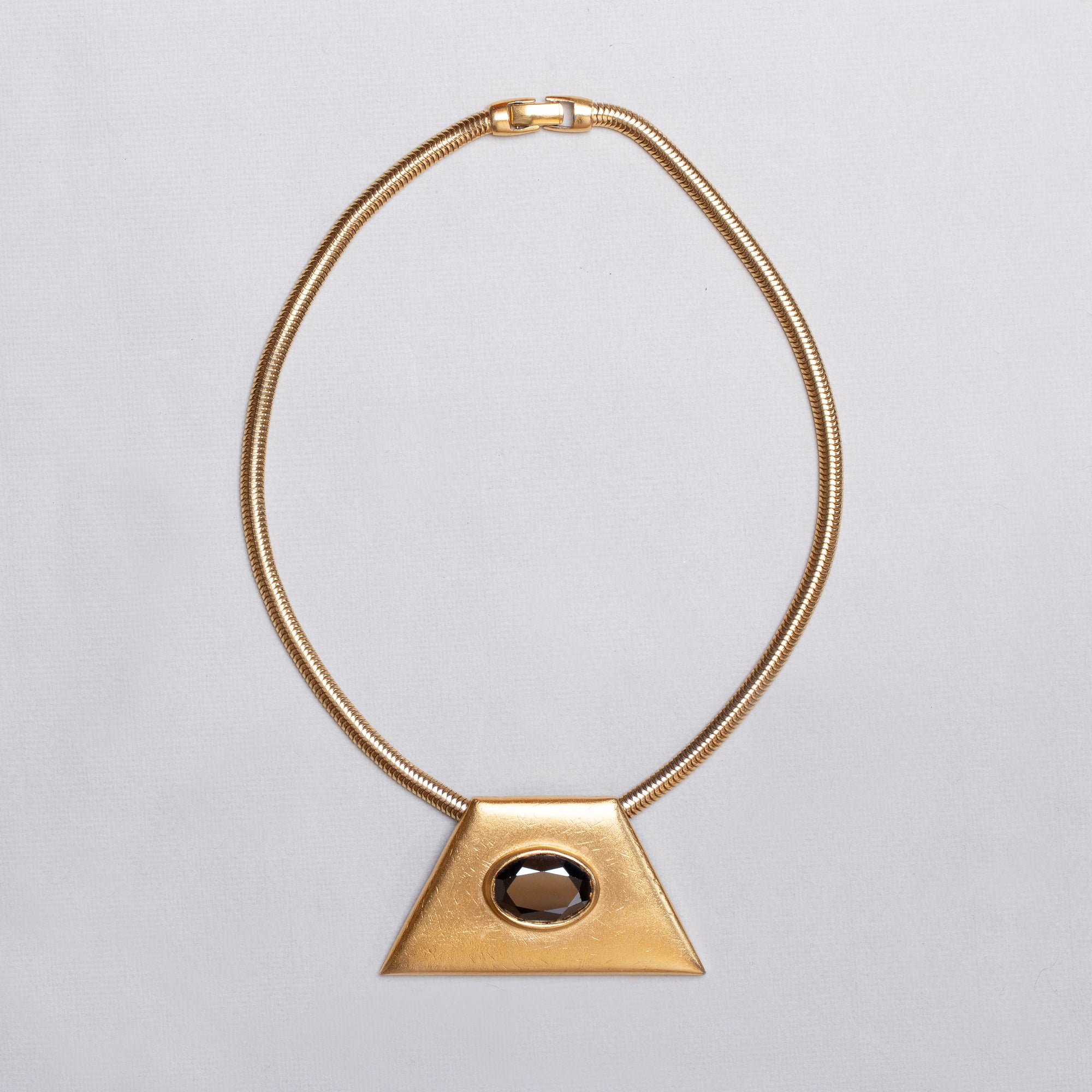 Vintage YSL Gold Chain Necklace with Matte Gold Pendant