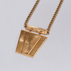 Vintage Monochrome Enamel Pendant Necklace with Gold Chain