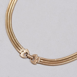 Vintage Gold-tone Triple-layered Snake Chain Necklace