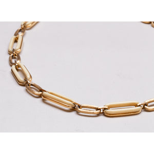 Vintage Givenchy Gold Chain Necklace with White Enamel