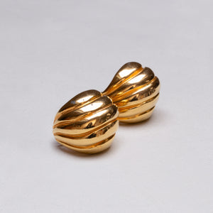 Vintage Gold Ridged Clip-on Earrings