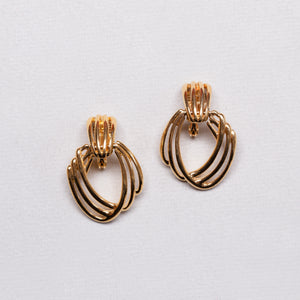 Vintage Monet Gold Triple Swirl Clip-on Earrings