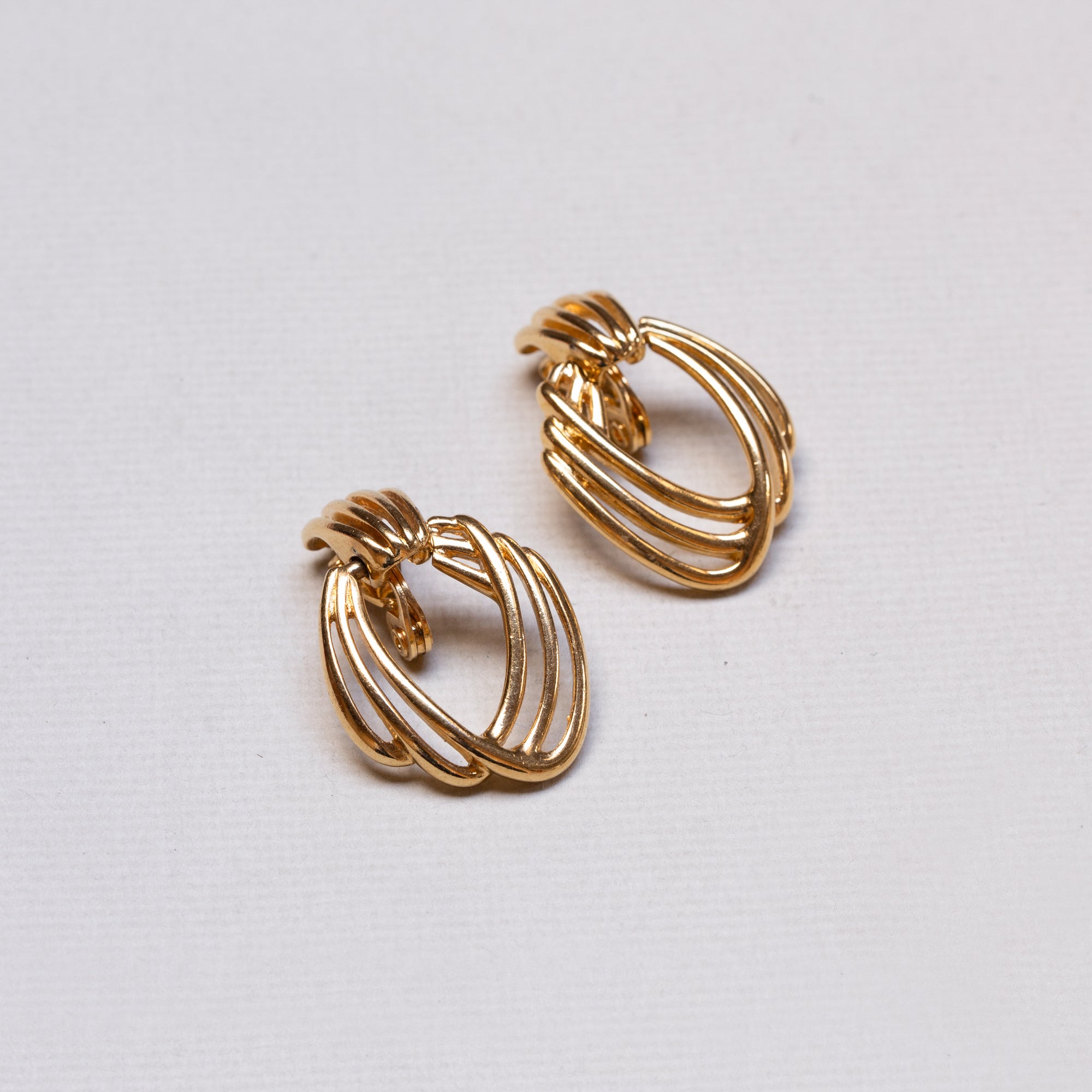 Vintage Monet Gold Triple Swirl Clip-on Earrings