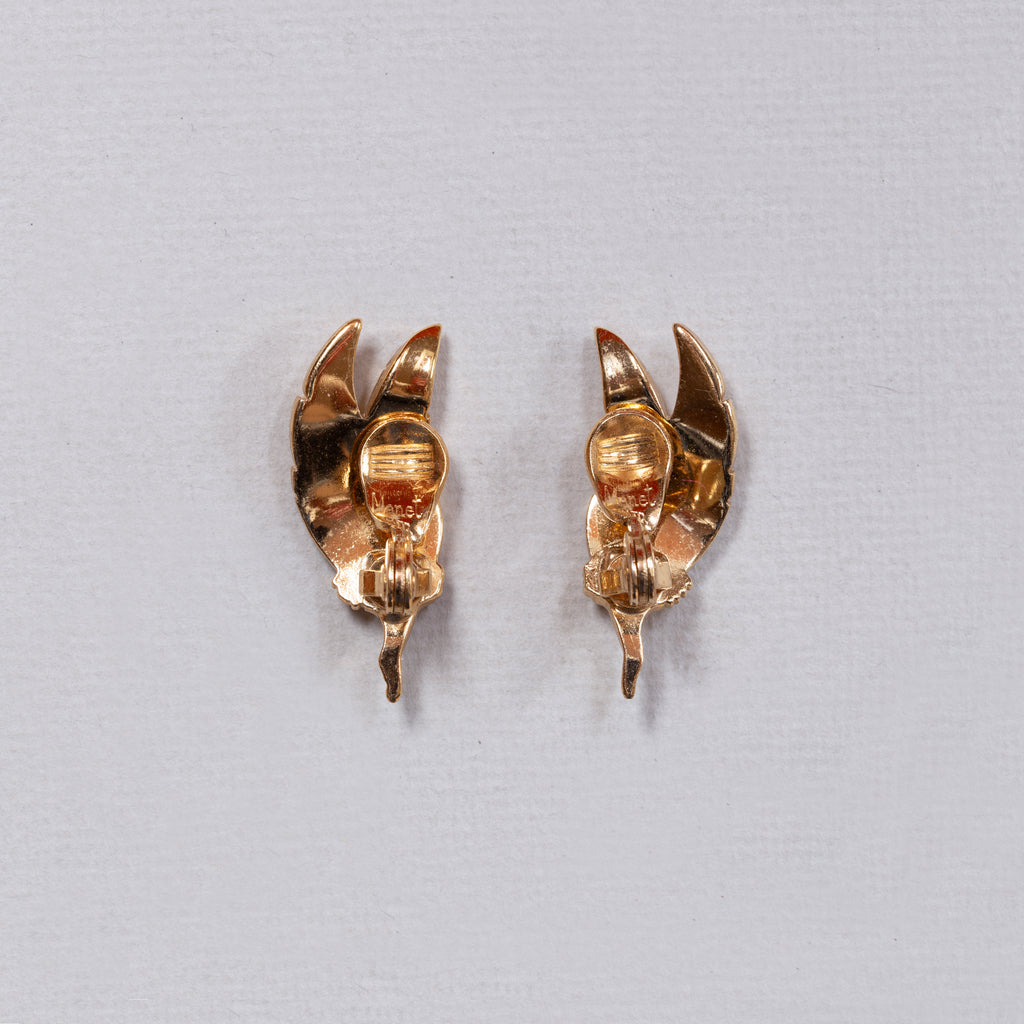 Vintage Monet Gold Feather Clip-on Earrings