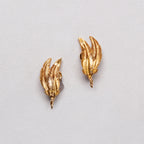 Vintage Monet Gold Feather Clip-on Earrings