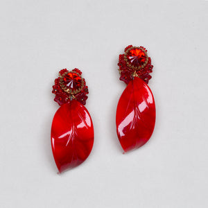 Vintage Red Flower Brooch Necklace