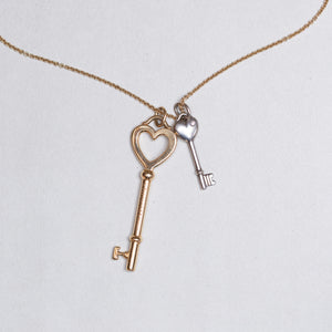 Vintage Tiffany Heart Key Pendants Necklace