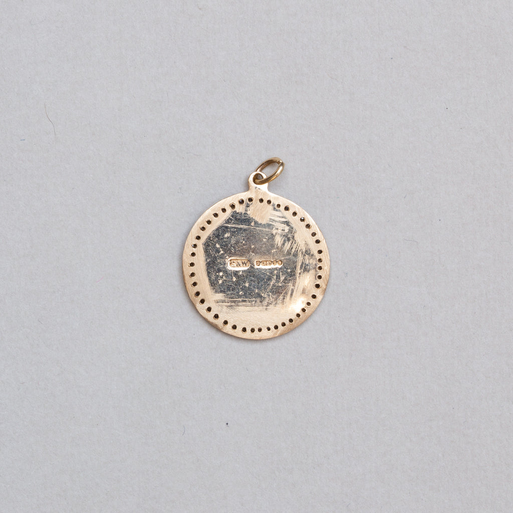 Vintage Gold Capricorn Pendant Charm with Black Diamonds